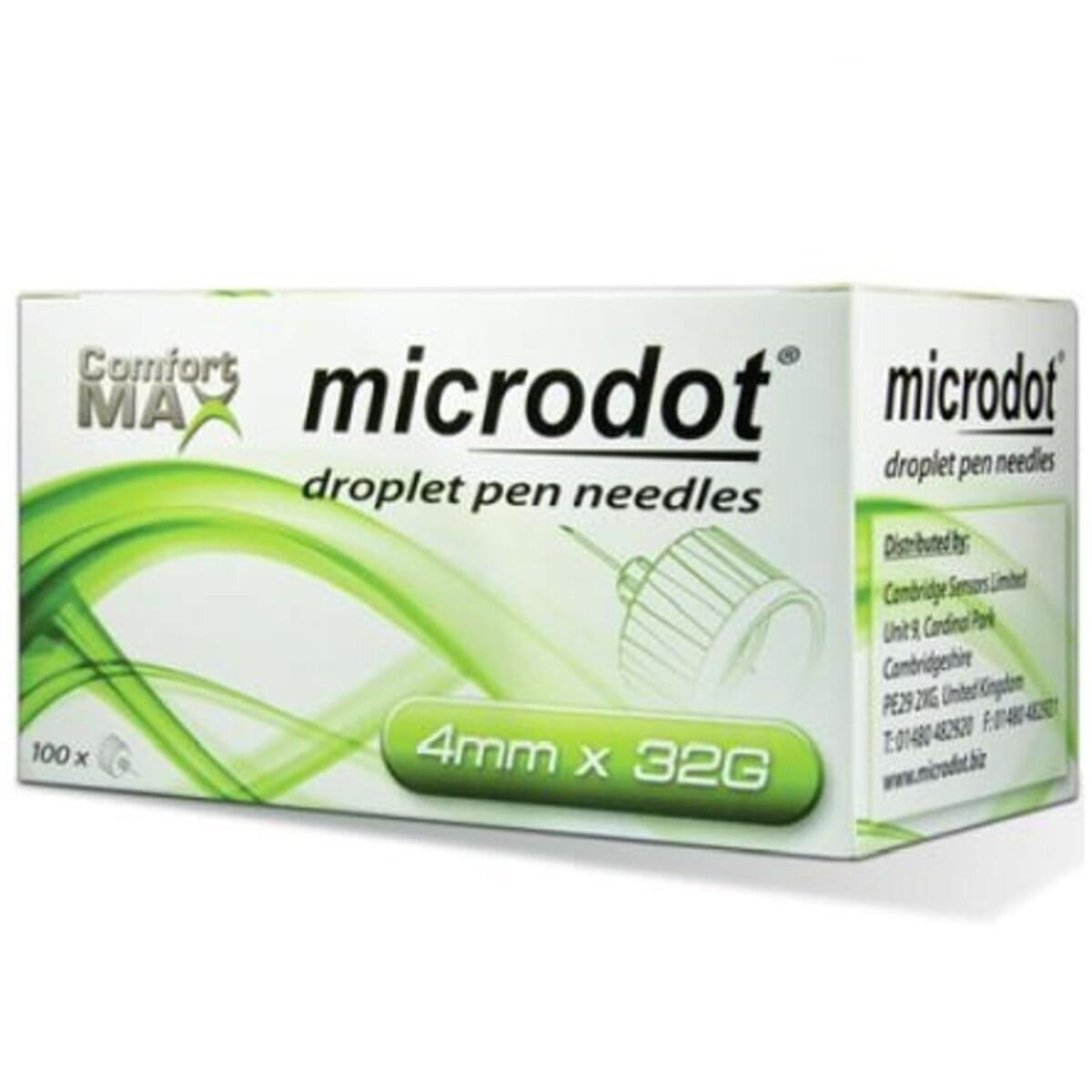 Microdot Droplet Pen Needles 4mm 32G, 100 Pen Needles